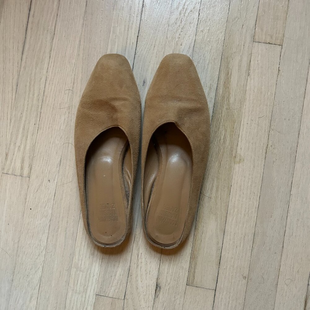 Maryam Nassir Zadeh Flat Mules Camel Suede
